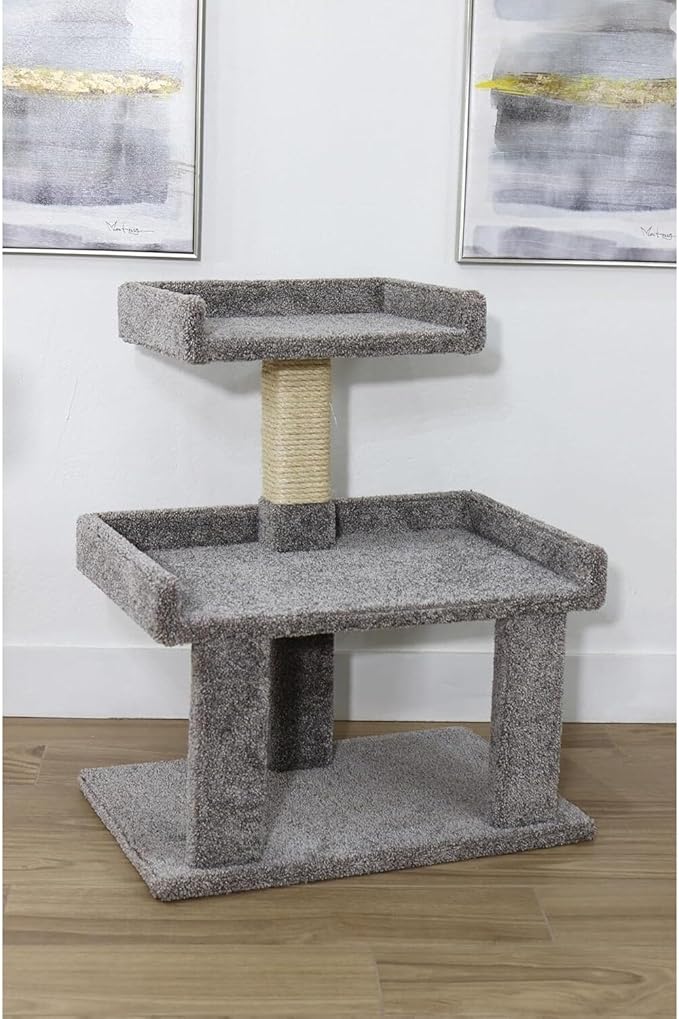 Maykoosh Southwestern Sanctuary Maine Coon Perch with Extra-Large Gray Cushioned Platform Heavy-Duty Sisal-Wrapped Support Posts and Reinforced Wooden Base Designed for Large Cats to Lounge Climb and