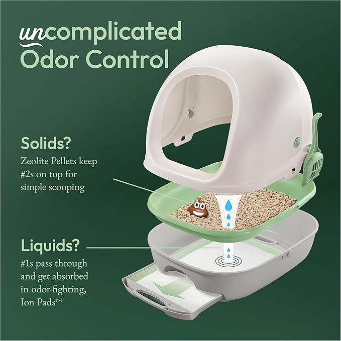 Purina Tidy Cats Breeze Covered Cat Litter Box System Kit with Pellet Cat Litter, Hooded Litter Box, and Litter Box Pads