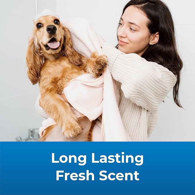 PetAg Fresh ’n Clean 2-N-1 Conditioning Shampoo, Baby Powder Scent - 18 oz - Moisturizes with Vitamin E & Aloe Vera - Strengthens & Repairs Coats - Soap Free