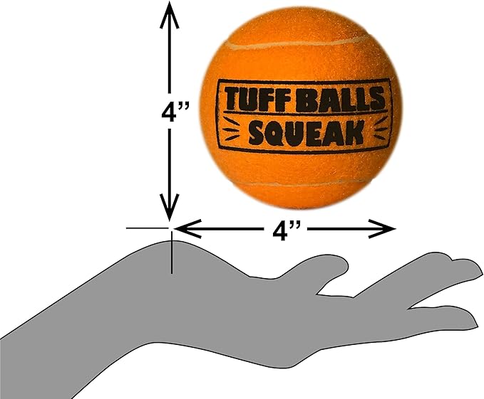 PetSport Giant Tuff Ball - Giant Tennis Balls for Large Dogs, Great for Boredom & Aggressive Chewers, Dog Toy, Certified Non-Toxic, Won't Wear Down Teeth - 4"(6pack)
