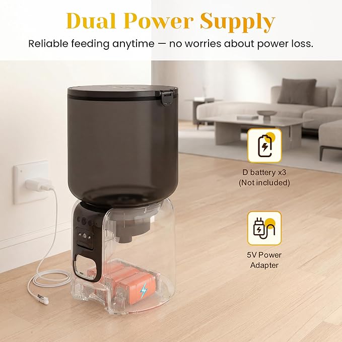 Fansafurn Automatic Cat Feeder with 2K HD Camera, Automatic Dog Feeder with App Control via 2.4G/5G WiFi, Dual Power System & Voice Recording, 4L Food Dispenser for Cats and Small Dogs, Black
