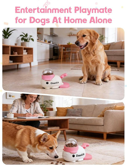 Dog Treat Dispenser Puzzle Toy, Intercative Slow Feeder Bowl for Cats and Dogs, Mental Stimulation Enrichment Toy, Indoor Pet Feeder with Silicone Mat to Keep Pets Busy, Multiple Colors (Pink)