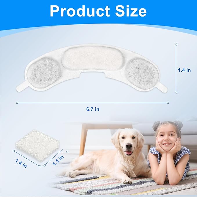 Dog Water Bowl Filter Replacement Compatible with Smartoo 236oz/7L Stainless Steel Dog Water Fountain, Multilayer Filtration System Dog Water Bowl Filter Replacement, 12 Filters + 12 Sponge