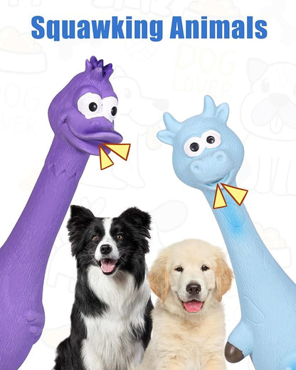 Dog Toys Squeaky, Funny Animal Interactive Latex Rubber Squeak Pet Toy Pack for Puppy Small Medium Breed Dogs