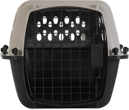 Pet Portable Kennel for Dogs, Hard-Sided Travel Carrier with Metal Door, Durable Crate for Small Pets 5-15 lbs, Black & Grey, 23" L x 15.2" W x 11.8" H