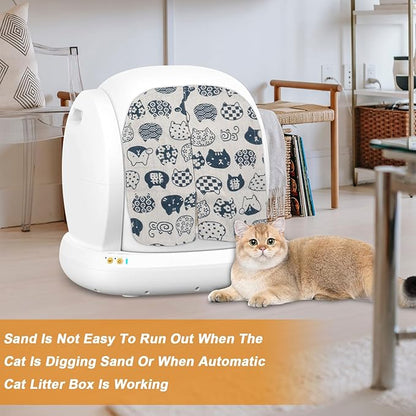 Cat Litter Box Curtain, Washable Litter Box Door Cover, Litter Box Curtain for Enclosed Self-Cleaning Boxs -White Square 14.9''L X 13.8''W （Curtain Only）