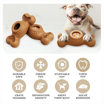 SHINKAI Refillable Frozen Dog Toy – Tough Chew & Ice Cream Holder for Aggressive Chewers, Reduces Anxiety & Destructive Behavior (Brown)