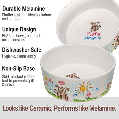 Loving Pets Dolce Moderno Ceramic Look Dog Bowl – Modern Melamine Dog Food Bowl & Dog Water Bowl – Durable, Non-Slip Pet Dish for Small & Medium Dogs – Dishwasher Safe Dog Bowl (Small, 16 oz)