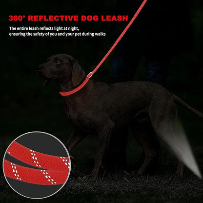 10FT Hands Free Dog Leash for Small Medium Large Dogs, Heavy Duty Reflective Dog Leash with Traffic Handle, Seat Belt Buckle & Poop Bag Holder (Red)