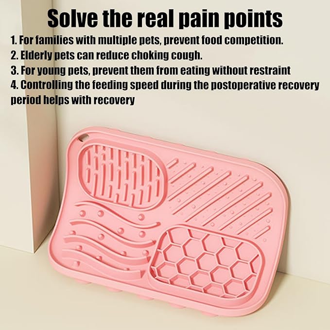 Silicone Licking Mat, Non-Slip Puzzle Feeder Tray, Medium Size Pet Enrichment Treat Feeding, Food Puzzle Suction Base Detail, Dog Cat Feeding Category Accessory, Interactive Lick Pad
