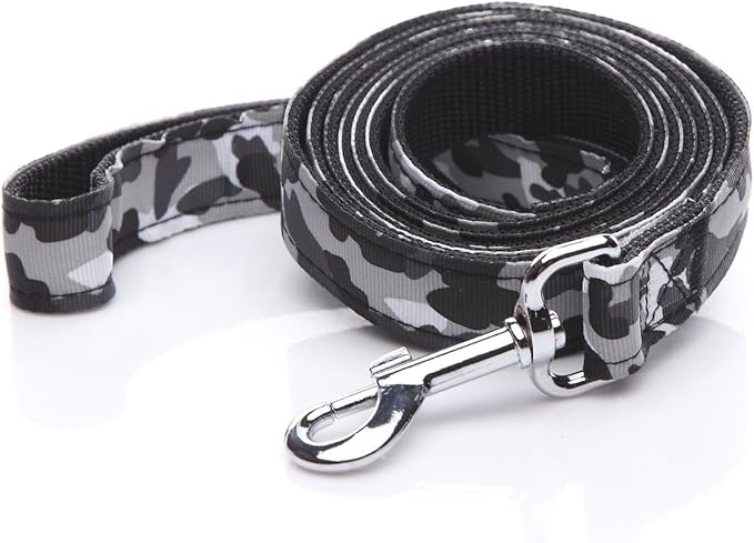 Heavy Duty Dog Leash, 4 FT/ 6 Feet Long, 1 Inch Wide, Nylon Camouflage Dog Leash for Small and Medium Dogs(4 FT, Black)