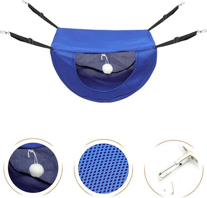 Cat Hammock Bed Mesh Hanging Small Pet Nest Breathable Summer Cage Hammock for Kitten Comfortable Resting Bed with Washable Blue M Size