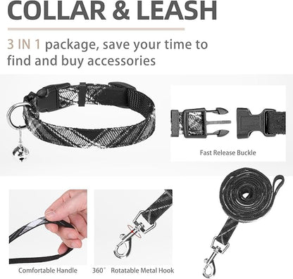 PUPTECK Adjustable Dog Harness Collar and Leash Set Step in No Pull Pet Harness for Small Medium Dogs Puppy and Cats Outdoor Walking Running, Soft Mesh Padded Reflective Vest Harnesses, Black XXS