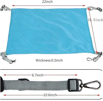 Adjustable Cage Hanging Cat Hammock, 4-Season 2-Sided Bed, Adjustable Waterproof Washable Cooling Mat for Large Kittens,Small Dogs & Rabbits (Blue)