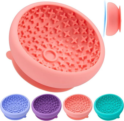 Dog Lick Bowl Slow Feeder with Slanted Anti-Spill Design, Extra-Thick Bite-Resistant Rim, Strong Suction Base, Freezer Safe for Frozen Treats — A Cleaner Alternative to Lick Mats for Dogs (Coral)