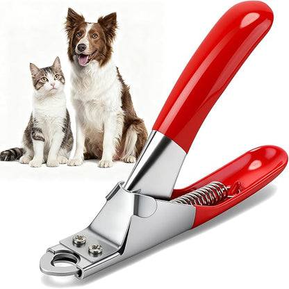 PETTOM Dog Cat Nail Clipper Professional Pet Claw Trimmer Stainless Steel Pet Toes Cutter Grooming Tool for Small Medium Dogs Cats (Guillotine Nail Clipper) Red