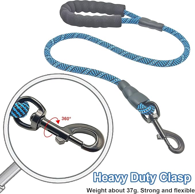 MayPaw 3FT Heavy Duty Rope Dog Leash, 6/8/10/12/15/20/30 FT Long Dog Lead Nylon Pet Leash, Soft Padded Handle Thick Lead Training Leashes for Large Medium Dogs (3ft * 1/2", Blue Black)