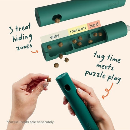 WOOF Nomchucks - Dual Puzzle Feeder Enrichment Dog Toy and Tug Toy with 3 Interactive Zones - Designed with Long-Lasting Nylon Rope and Natural Rubber - Pairs Puzzle Treats