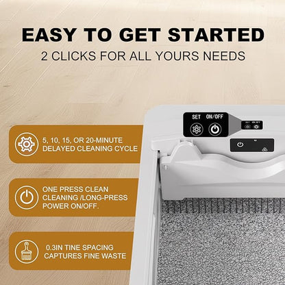 Automatic Litter Box, Open-Top Self Cleaning Litter Box for Multiple Cats, Large Space with Low Entry, Dual Safety Sensors, Quiet Operation, Compatible with Clumping Litter, Odor Control