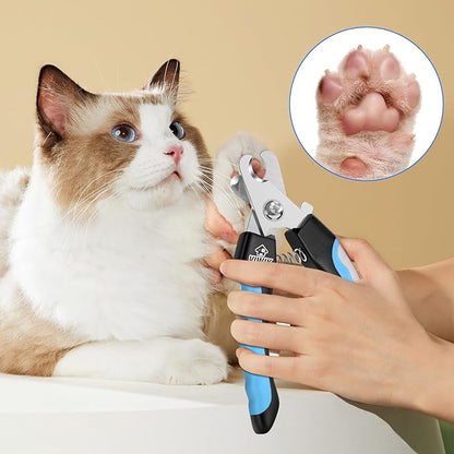VIWIK Dog Nail Trimmers for Large Medium Dogs, Cats, Professional Dog Nail Clippers with File Quick Sensor & Safety Guard to Avoid Overcutting, Pet Claw Paw Clipper for Grooming with Toenail File Blue