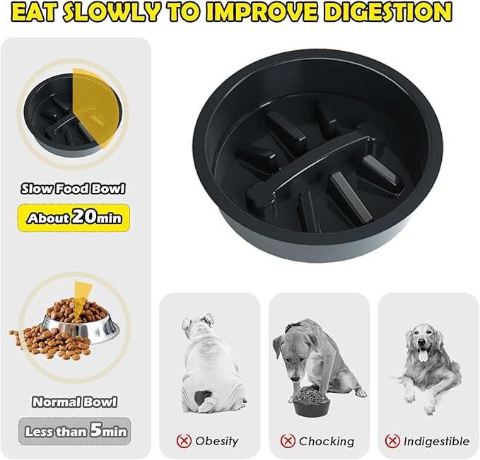 SHAINFUN Elevated Dog Bowl Stand with 4 Stainless Steel Bowls (58oz) & 1 Slow Feeder, 9 Height Adjustable Raised Dog Bowl from 4.9" to 14.5" for Large Dogs & Multi-Pet Homes