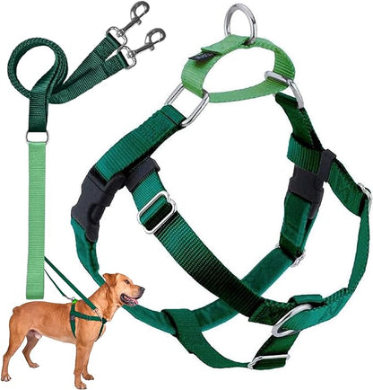 2 Hounds Design Freedom No Pull Dog Harness, Adjustable Harness and Leash Set, Easy Walking & Comfortable Control, Fits Small, Medium & Large Dogs, Solid Colors, Made in USA, 1" MD, Kelly Green