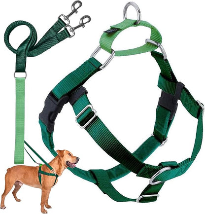 2 Hounds Design Freedom No Pull Dog Harness, Adjustable Harness and Leash Set, Easy Walking & Comfortable Control, Fits Small, Medium & Large Dogs, Solid Colors, Made in USA, 1" XXL, Kelly Green
