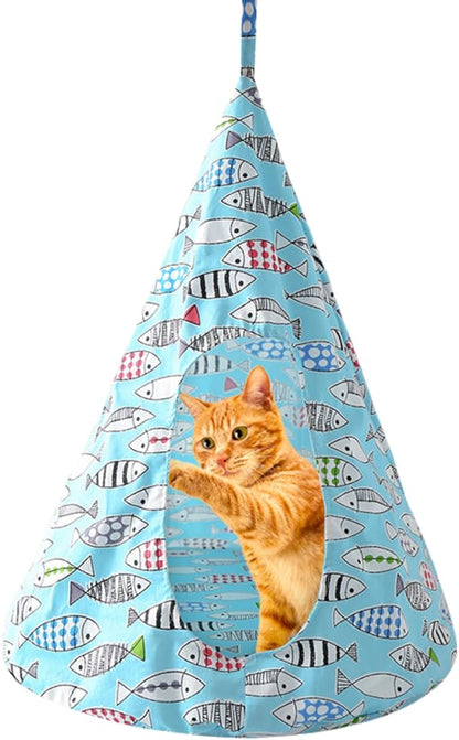 Breathable Cat Hammock Bed Comfortable Hanging Pet Hammock Bed Swing for Cats Small Dogs Rabbits (Lake-Blue,Large)