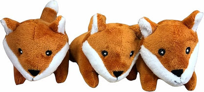 Glow Pups 3 Pack of Fox Plush Dog Toys with Squeakers for Small and Medium Size Dogs, Replacement Animal Toys for Glow Pups Burrow Hide and Seek Tree Toy (3 Pack: Replacement Animals, Fox)