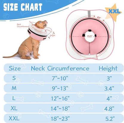 Elevated Inflatable Dog Cone Collar Alternative After Surgery, Dog Donut Collar, Soft Pet Cone to Stop Licking for Small Medium Large Dogs