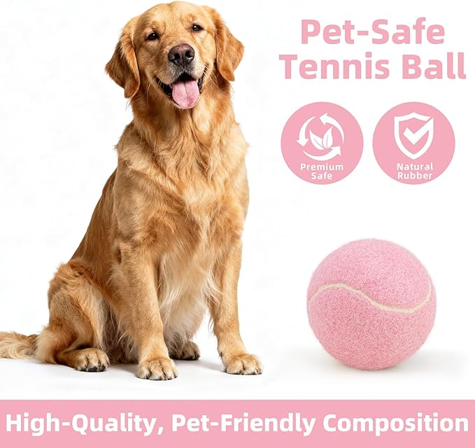 2.5" Dog Tennis Balls 6-Pack Silent Bounce, Tough Rubber Core, Durable Fetch & Training Toys for Indoor/Outdoor Play, for Small Medium Large Dogs (Light Pink, 6 Pack)
