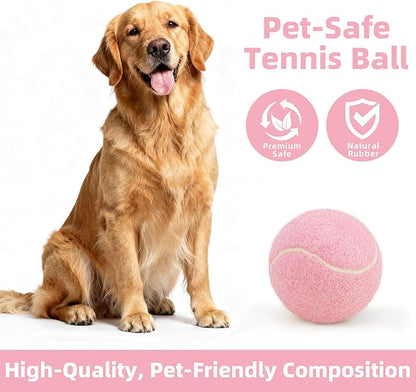 2.5" Dog Tennis Balls 6-Pack Silent Bounce, Tough Rubber Core, Durable Fetch & Training Toys for Indoor/Outdoor Play, for Small Medium Large Dogs (Light Pink, 6 Pack)