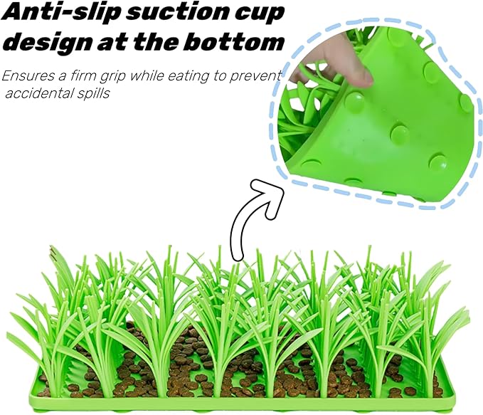 Lick Lawn for Cats, Silicone Snuffle Grass Mat for Cats, Slow Feeding Snuffle Mat for Cat and Dogs, for Foraging and Stress Relief