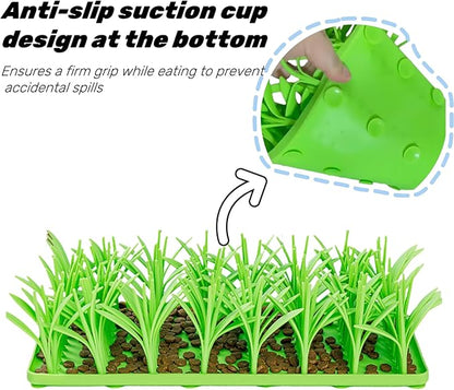 Lick Lawn for Cats, Silicone Snuffle Grass Mat for Cats, Slow Feeding Snuffle Mat for Cat and Dogs, for Foraging and Stress Relief
