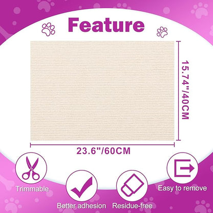 23.6x15.8 Cat Wall Scratcher Mat with Nano Tape,Anti Cats Scratch Furniture Couch Carpet Corner Protector for Indoor,Trimmable Cat Scratching Pad Board Sofa Replacement