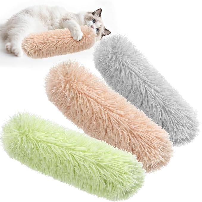 Catnip Toys for Cats, Cat Kicker Toy with Crinkle Sound, Interactive Kitten Toys, Durable Plush Chew Toys for Indoor Cats(Green Orange Grey, 3)