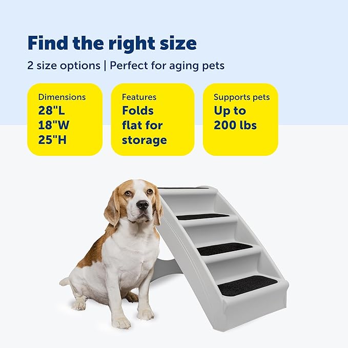 PetSafe CozyUp Folding Dog Stairs, Portable Indoor/Outdoor Pet Steps for Bed & Couch, Grey, 25 Inch