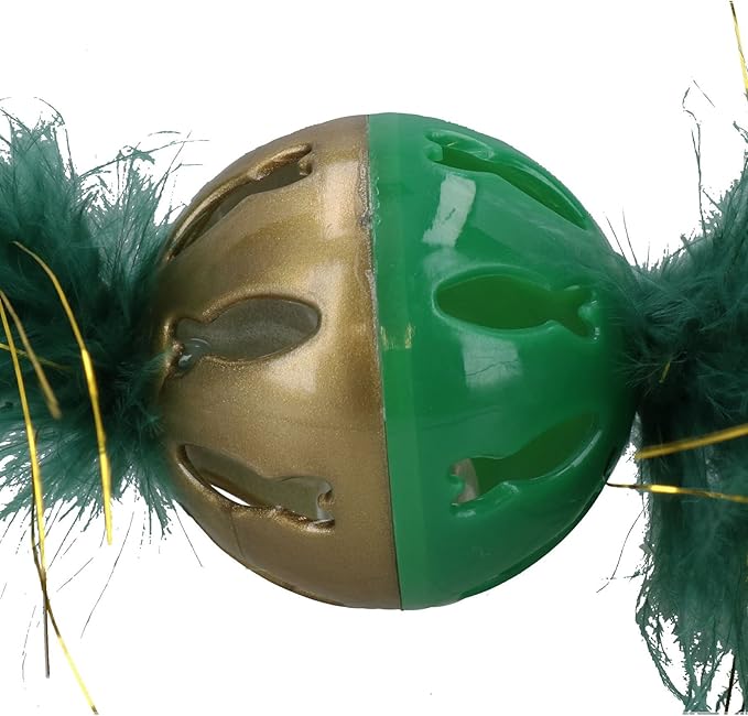 2PK Cat Kitten Christmas Magical Forest Feather Ball Festive Feline Play Toy