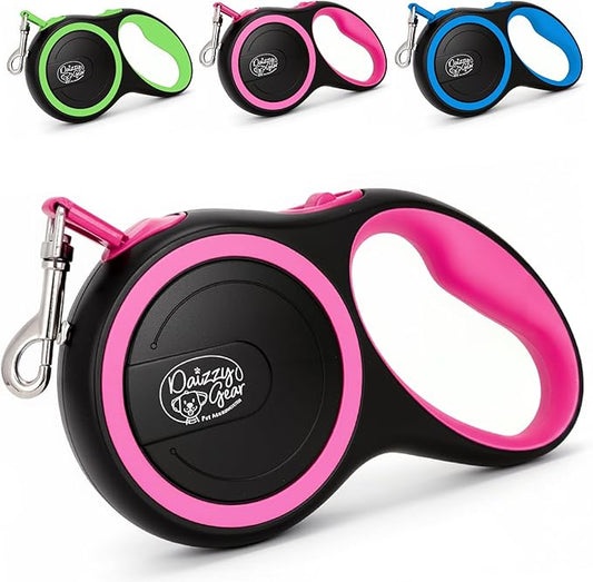 Retractable Dog Leash for Small, Medium & Large Dogs – Heavy-Duty, Tangle-Free, Reflective, 16FT Long, Anti-Slip Soft Handle with One-Hand Brake - 44 LBS /16FT - Small - Pink