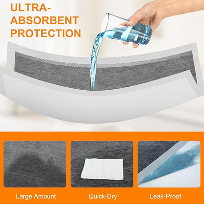 Charcoal Puppy Pads 55"×31", Ultra-Large Carbon Pee Pads for Dogs 40 Count, Odor-Control Dog Pee Pads, 6-Layer Dog Training Pads, Ultra-Absorbent & Quick-Dry Black Puppy Pads