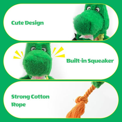 Andiker Squeaky Dog Toys, Snake Shape Dog Tug Toy with Squeaker and 19.29 in Long Cotton Rope, Interactive Dog Toy for Small Medium Large Dogs (Green)