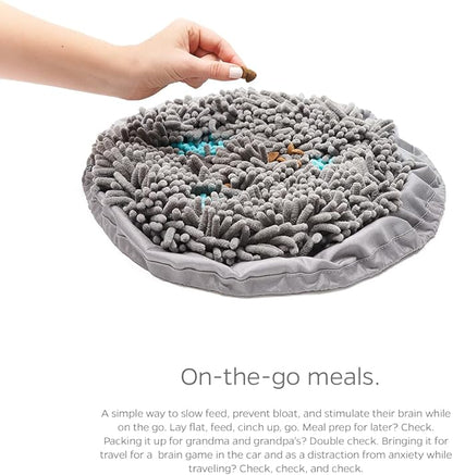 Pet Parents Forager Bowls, Slow Feeder Dog & Cat Bowls with SoftSnout™ & Non-Slip Backing, Portable Pet Puzzle Toys & Snuffle Mats, 30 oz, Modern Grey (Meadow Ponds)