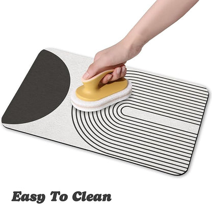 Dog Food Mats,Cat Absorbent Water Bowl Feeding Mats Pet Placemats for Food and Water Black Bohemia 12 * 20 inch