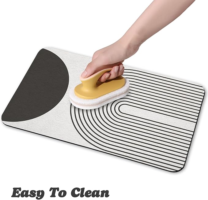 Dog Food Mats,Cat Absorbent Water Bowl Feeding Mats Pet Placemats for Food and Water Black Bohemia 24 * 32 inch
