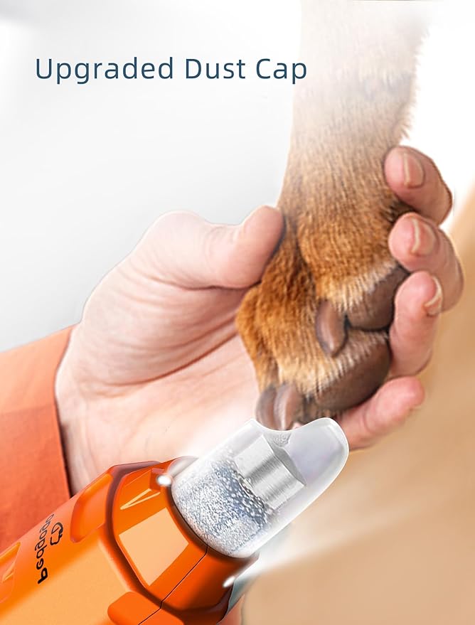 6-Speed Dog Nail Grinder & 2 Extra Grinding Heads Super Quiet 45dB with 2 LED Lights 12000RPM Pet Nail Grinder& 3 Grinding Ports Dog Nail Trimmer for Large Medium Small Dogs with Dust Cap