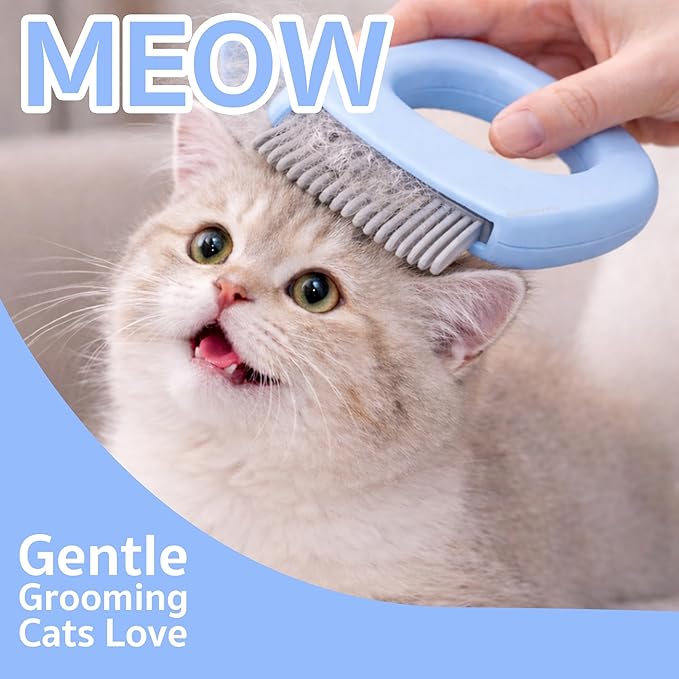 Pet Hair Removal Massage Shell Comb, Soft Deshedding & Dematting Grooming Brush for Dogs, Cats, Puppies & Rabbits – Removes Loose Fur & Mats, For Long & Short Hair (Blue)