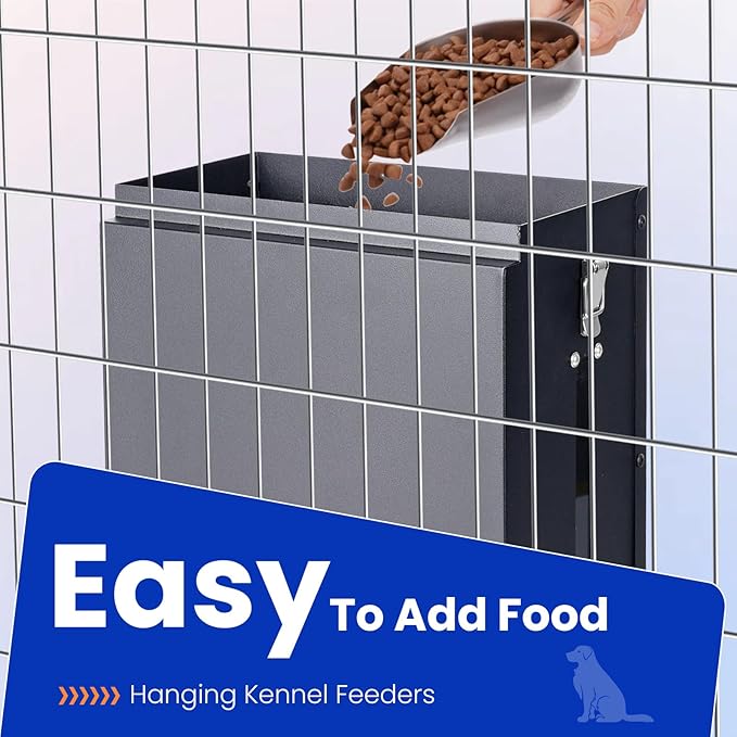 Dog Feeder Hanging Crate Automatic Food Dispenser 17Lbs Hanging Pet Cage Feeder for Large Breed,Rabbit,Chicken,Puppy,Ferret,Chinchilla,Ferret