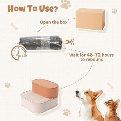 Dog Stairs for Small Dogs, 3 Step Dog Stair for High Bed and Couch, Non-Slip High Density Foam Sturdy Pet Steps with Removable Washable Cover for Older Cat