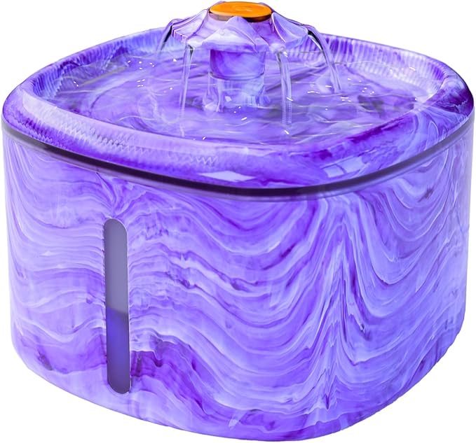 Cat Water Fountain Purple: Automatic Flower Pet Water Fountain for Cats Indoor-84oz/2.5L, Cute Cat Fountain for Drinking, LED Blue Light, Upgraded Ultra Quiet Pump, Gifts for Cats, Dogs (2Filters)