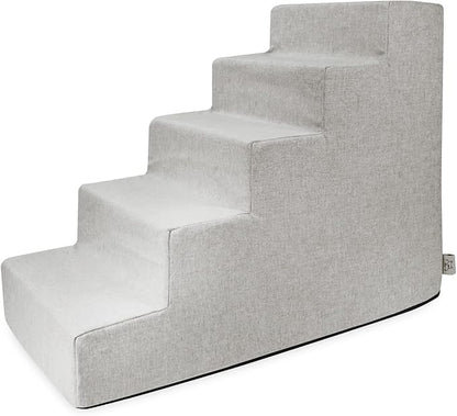 Best Pet Supplies Dog Stairs & Steps - Foam Steps for Small Dogs & Cats, Non-Slip Indoor Balanced Pet Step Support, Dog Ramp, No Assembly, Sand, 5-Step